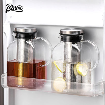 Bincoo 1200ML Glass Cold Brew Coffee Pot with double-layer Filter Cups Water Bottle Extracted Espresso Coffee Maker Juice Kettle