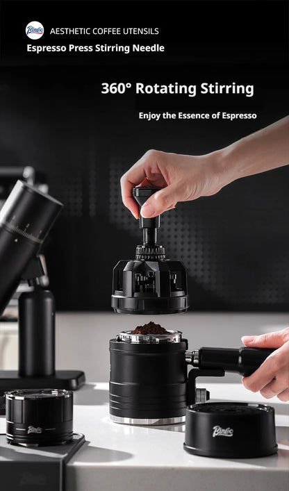 Bincoo Espresso Coffee Distributor – Press & Rotate Stirring Needle, Adjustable, Evenly Break Clumps, Anti-Clump Tool