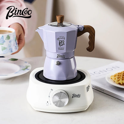 Bincoo Dual Valve Moka Pot Espresso Coffee Maker for Home and Outdoor Two Cups Hand Brewed Coffee Pot Italian Home Barista Tool
