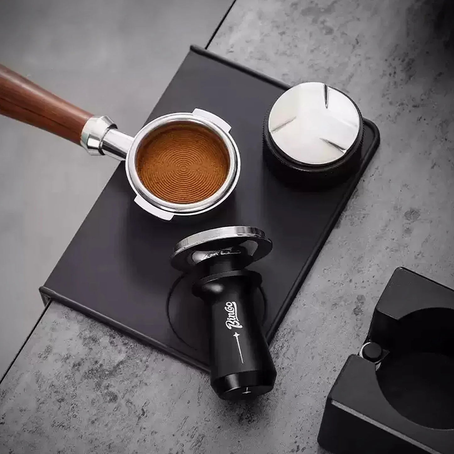 Bincoo Coffee Tamper with Threaded Spring Mechanism 51/58mm Universal Espresso Tamping Pressing Tool Barista Accessories