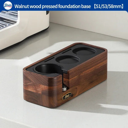 Bincoo Professional Espresso Tamping Station Portafiler Holder Wood Base with Distributor&Tamper 51/58mm Coffee Barista Tool Set