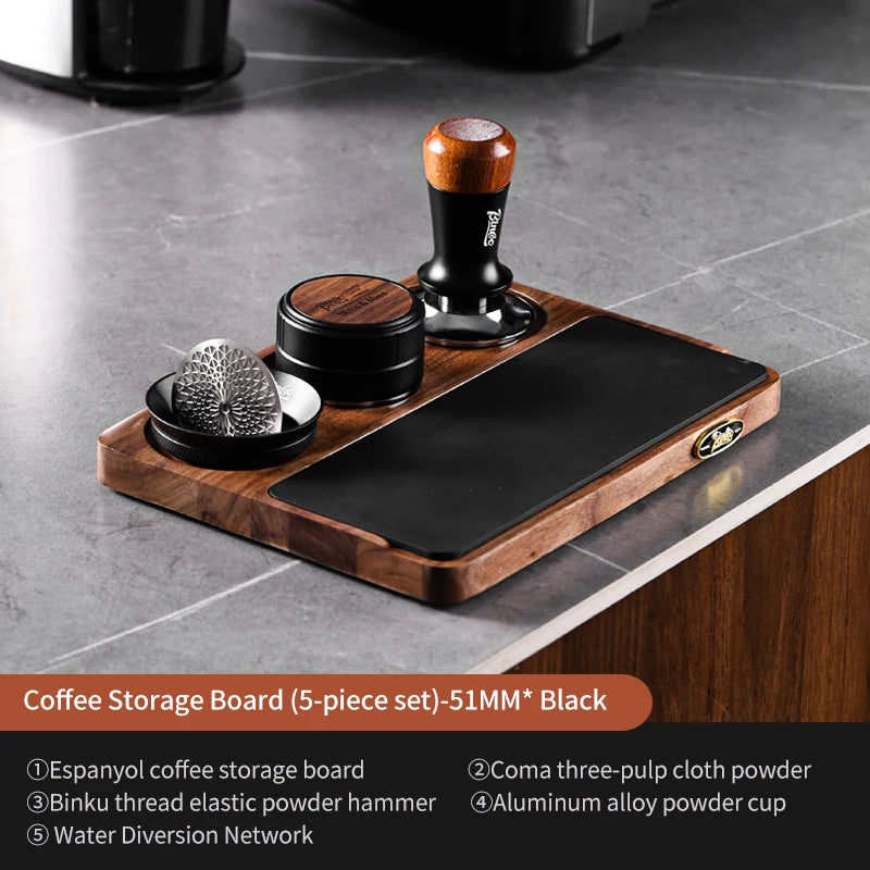 Bincoo 51-58mm Coffee Storage Board Tampers Coffee Distributor Dosing Ring Reusable Filter Holder Barista Espresso Coffeware Set
