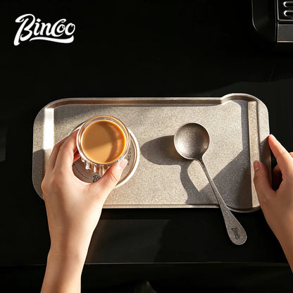 Bincoo Pure Titanium Coffee Serving Tray – Cafe Display Plate for Iced Americano, Latte, Cake & Dessert Storage Platter