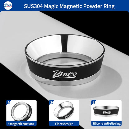 Bincoo 58MM Coffee Dosing Ring Stainless Steel Magnetic Espresso Dosing Ring Portafilter Barista Funnel Accessories Brewing Tool