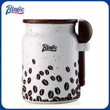 Bincoo Ceramic Coffee Bean Canister Sealed Jar Home Coffee Powder Storage Tank with Wooden Lid 500ML