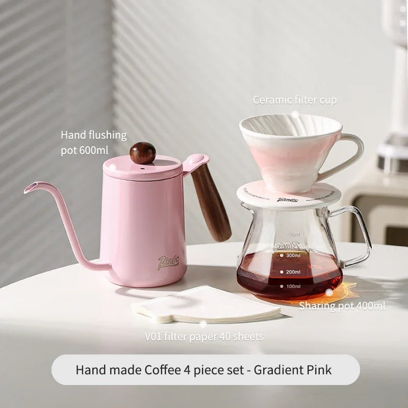 Bincoo GYKF0679 Drip Coffee Set with Ceramic Filter and Glass Carafe All in One Pour Over Brewing Ideal for Beginners Gift Presentation