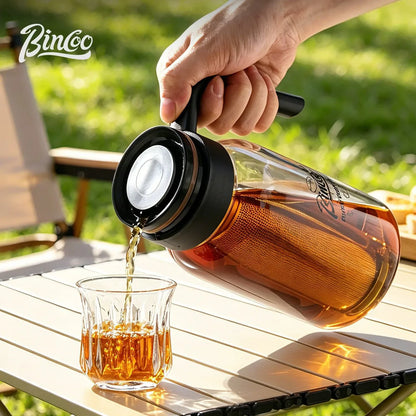 Bincoo Cold Brew Coffee Maker Glass Cold Brew Pitcher with Fine Mesh Filter & Handle Portable Iced Coffee Infuser Bottle