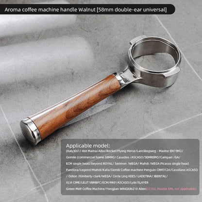 Bincoo Aroma Bottomless Portafilter, Walnut 58mm Universal, Espresso Machine Upgrade, Open Design Fits Delonghi Dongling