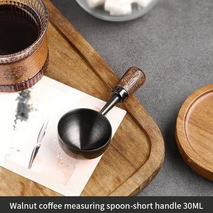Bincoo Walnut Handle Coffee Scoop, 304 Stainless Steel Measuring Spoon for Coffee Beans, Gram Measurement Design