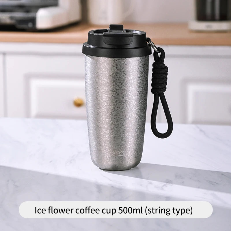 Bincoo 500ml Double Wall Ceramic Lined Travel Mug Car Vacuum Insulated Coffee Cup Portable Stainless Steel Thermal Cup for Daily