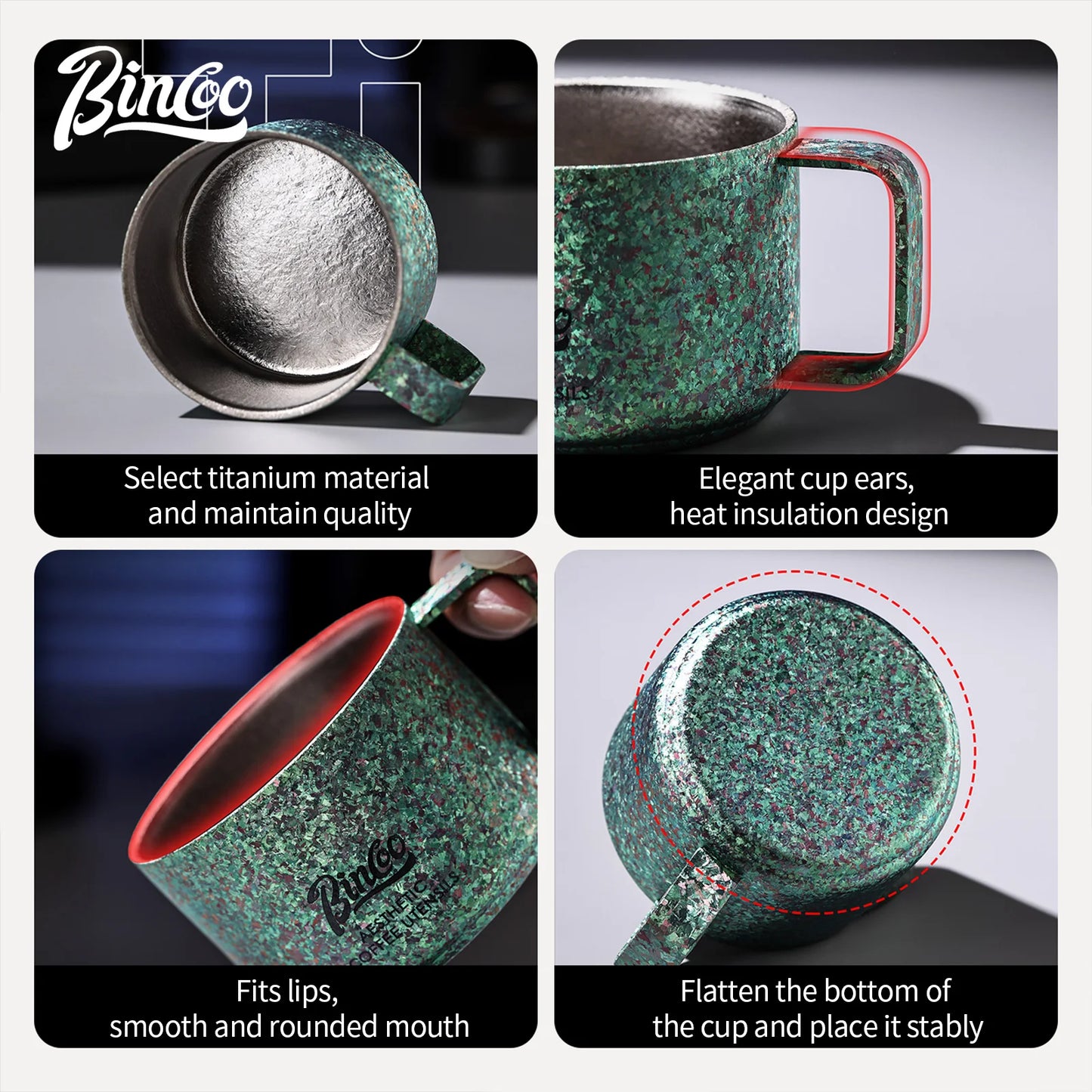 Bincoo Professional Pure Titanium Cup 45g Net Weight High Strength Lightweight Design 5 Colors Available Extreme Durability