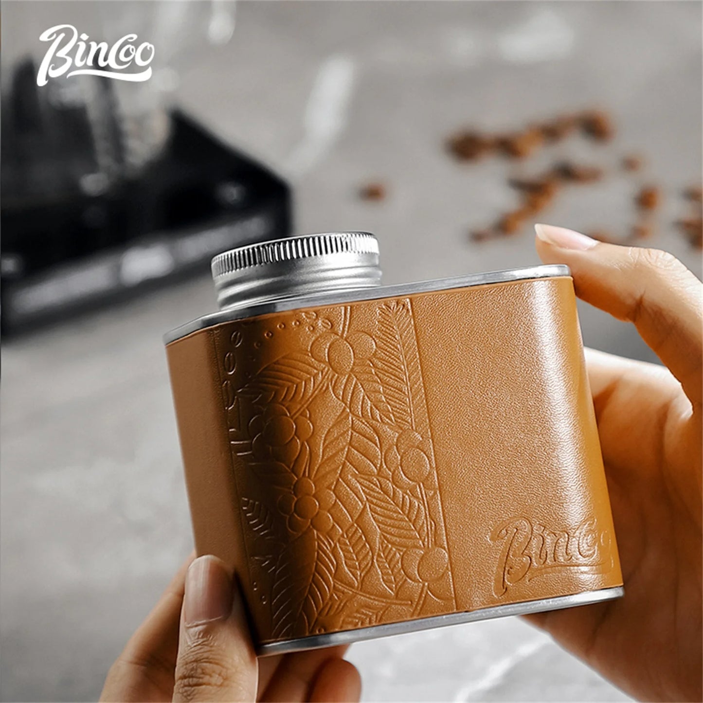 Bincoo Vacuum Coffee Container with One Way Valve Food Grade Airtight Canister for Coffee Bean Storage and Kitchen Use