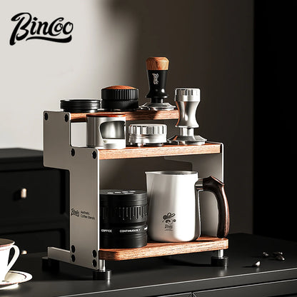 Bincoo Gexu Multi-Tier Solid Wood Coffee Storage Cabinet – Organizer Rack for Coffee Tools, Light Luxury Machine Stand