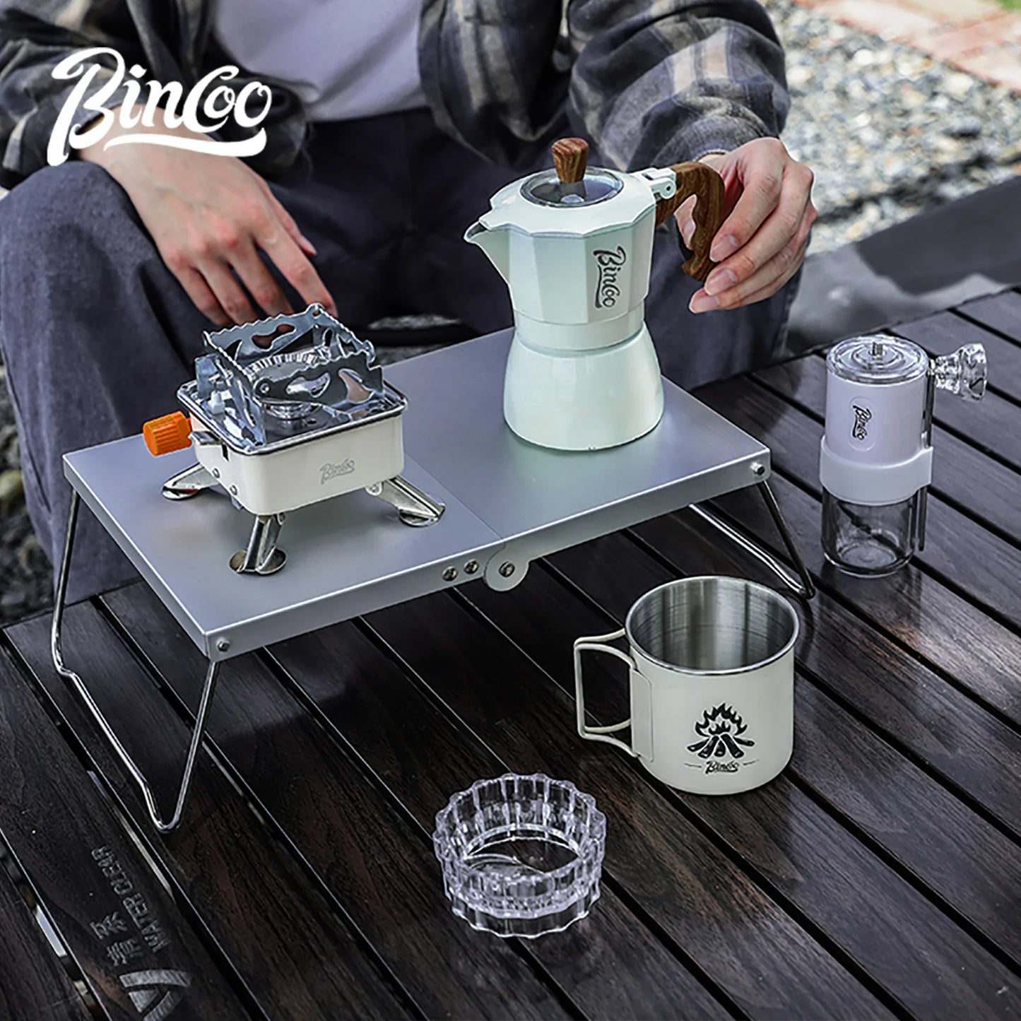 BINCOO Camping Portable Foldable Table Mini Coffee Tables Ultralight Outdoor Hiking Picnic Table Aluminum Alloy Small Table BBQ