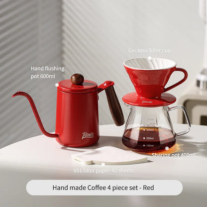 Bincoo GYKF0679 Drip Coffee Set with Ceramic Filter and Glass Carafe All in One Pour Over Brewing Ideal for Beginners Gift Presentation