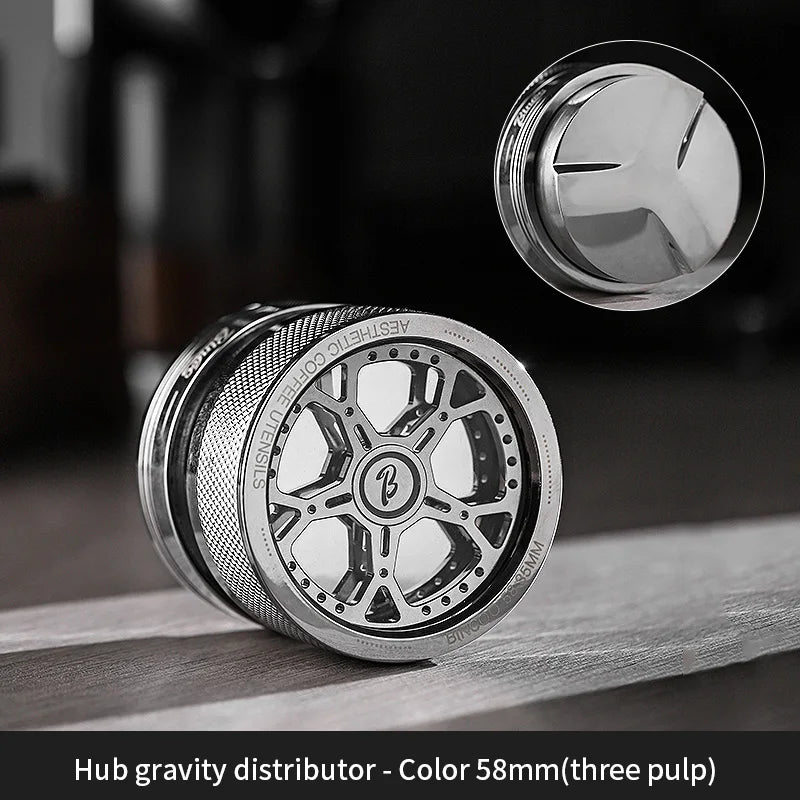 Bincoo Self Gravity Powder Distributor Stainless Steel Powder Hammer 58.35/58mm Automatic Height Adjustment Italian Barista Tool