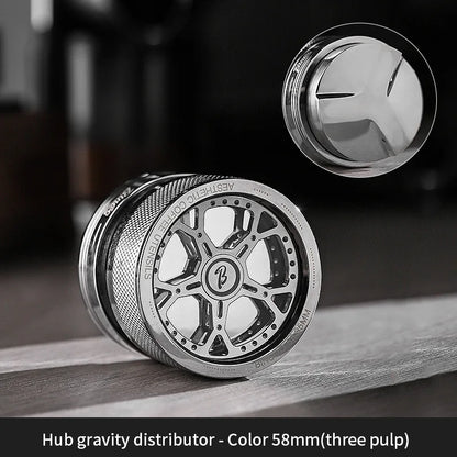 Bincoo Self Gravity Powder Distributor Stainless Steel Powder Hammer 58.35/58mm Automatic Height Adjustment Italian Barista Tool