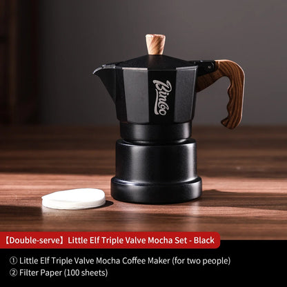 Bincoo GYKF2291 Professional 3Valve Moka Pot Construction 2-3 pa Pressure System Eagle Spout Design Prevents Leakage Home Coffee Brewing