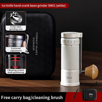 Bincoo SM01 Manual Coffee Grinder Portable Mill 420 Stainless Steel Six-Star Core Straight Shank Hand Foldable Coffee Grinder