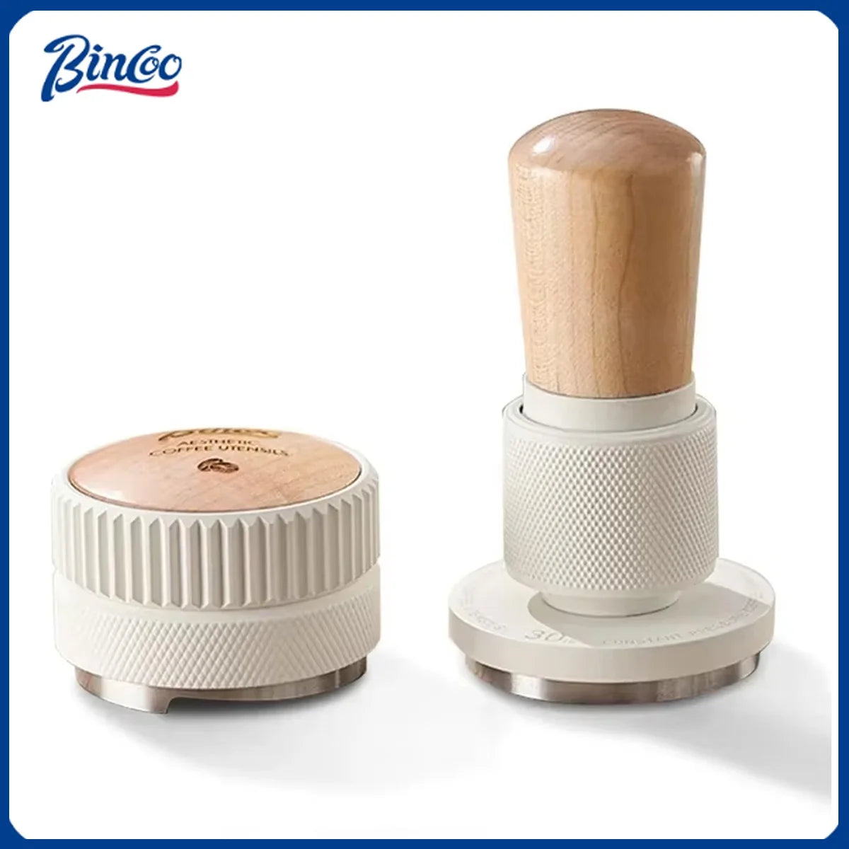 Bincoo 30-Pound Force Espresso Tamper Set - Universal 51/58mm Constant Pressure Coffee Tool with Leveling Base & Accessories