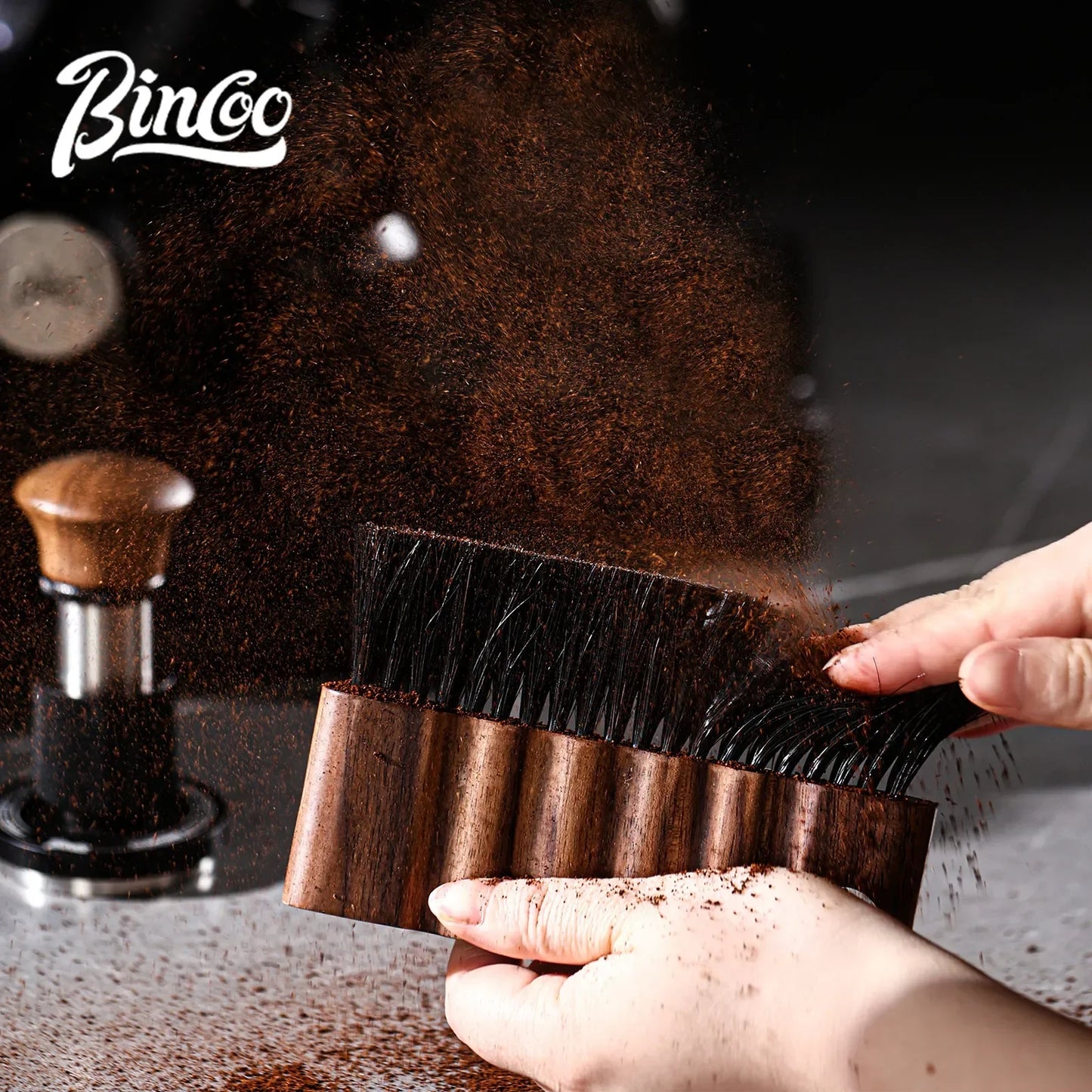 Bincoo Coffee Grinder Brush Wooden Handle Cleaning Tool for Machine Gaps Desktop Hanging Home Bar Barista Accessories