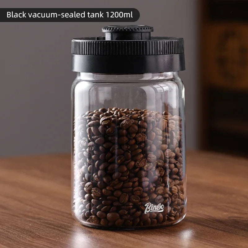 BINCOO Vacuum Sealed Tank Coffee Bean Storage Tank Household Glass Food Storage Jars Moisture-proof Airtight Sealed Container