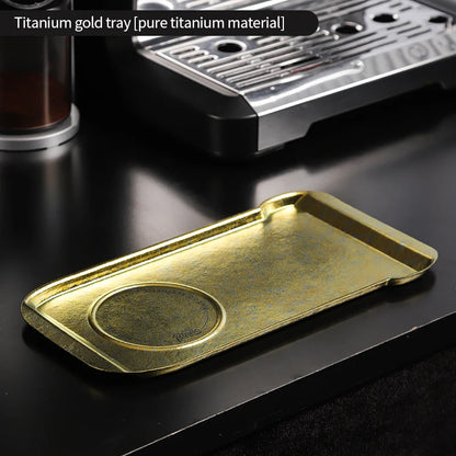 Bincoo Pure Titanium Coffee Serving Tray – Cafe Display Plate for Iced Americano, Latte, Cake & Dessert Storage Platter