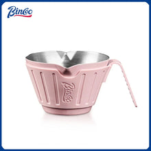 Bincoo 304SS Espresso Shot Glass with Silicone Sleeve 90ml Dual Spout Open Handle Measuring Cup for Coffee Extraction