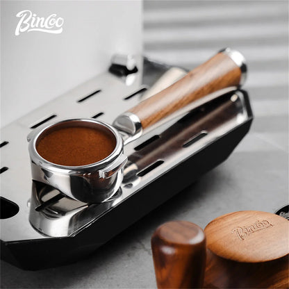 Bincoo Aroma Bottomless Portafilter, Walnut 58mm Universal, Espresso Machine Upgrade, Open Design Fits Delonghi Dongling
