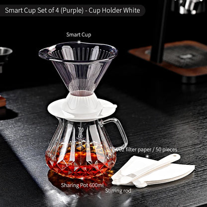BINCOO 600ml Reusable Immersion Coffee Dripper Filters Smart Pour Over Drip Hand-Brewed Coffee Maker Tritan Coffee Filters Cup