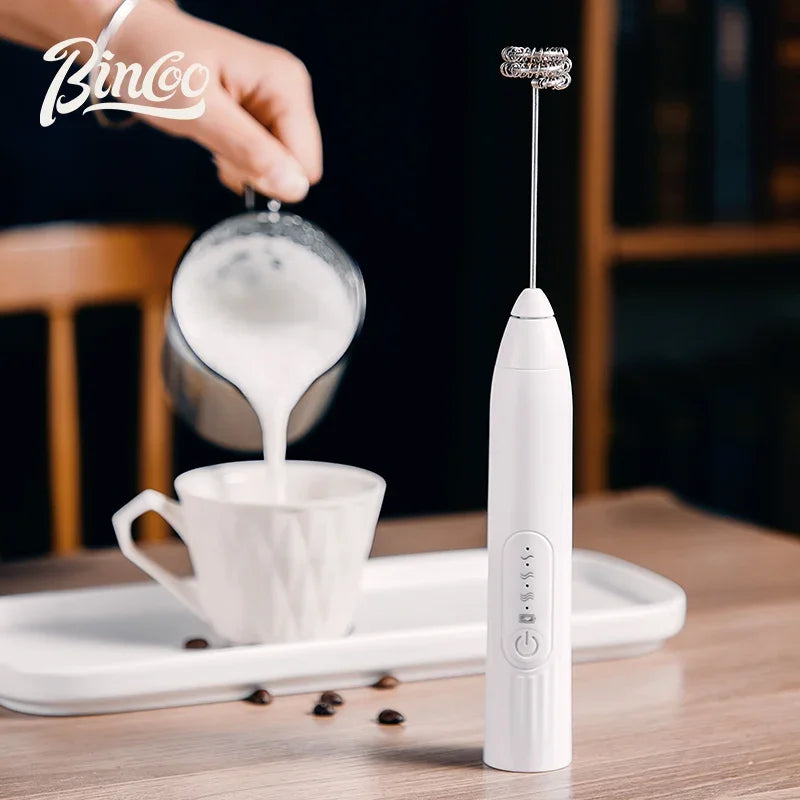 BINCOO Electric Milk Foamer Blender Stainless Steel Handheld Milk Frother Wireless Coffee Whisk Mixer Egg Beater Kitchen Tools