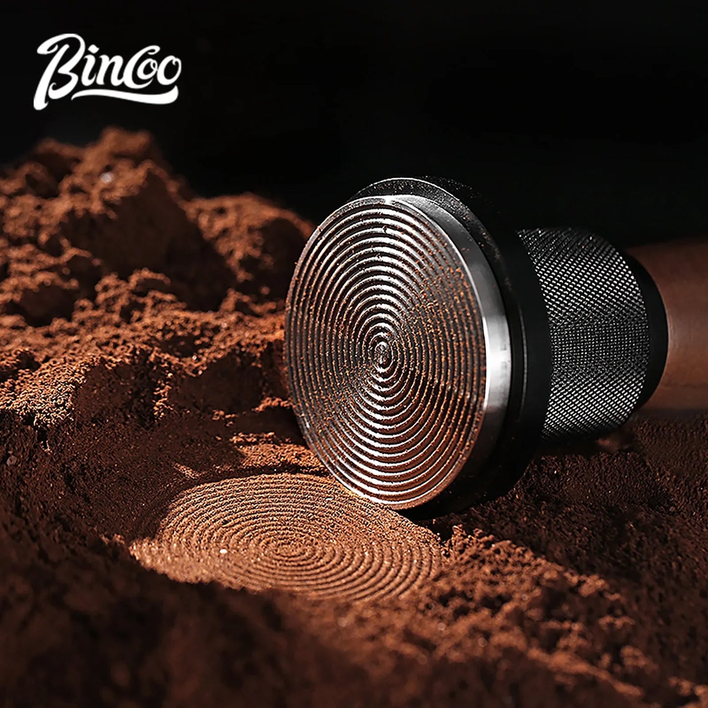 Bincoo 51MM/58MM 30lb Constant Pressure Espresso Coffee Tamper, Stainless Steel Ripple Base, Wood Handle for Home/Cafe Barista