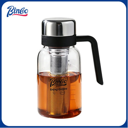 Bincoo Cold Brew Coffee Maker Glass Cold Brew Pitcher with Fine Mesh Filter & Handle Portable Iced Coffee Infuser Bottle
