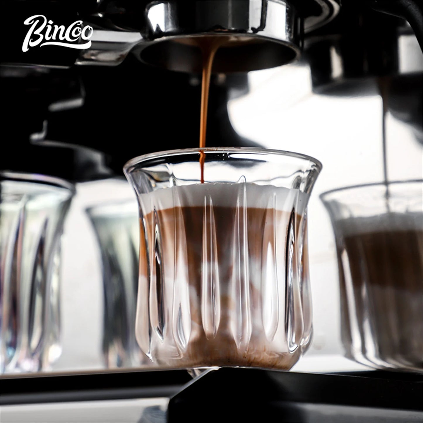 BINCOO 90ml-400ml Glass Coffee Cup Drinking Glasses for Espresso Cappuccino Latte Mug Juice Cocktails Home Kitchen Barista Tools