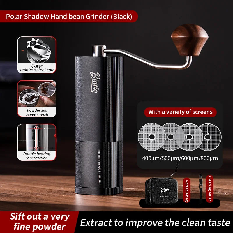 Bincoo Chestnut Manual Coffee Grinder Upgrade All-metal Body & Anti-slip Design Portable Hand Grinder CNC Burr Inside Barista