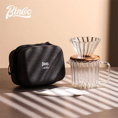 Bincoo Clear Vertical Sharing Pot Reusable Conical Filter 1-2 Cups with Storage Bag 3 Piece Set Hand Brewed Coffee Accessories