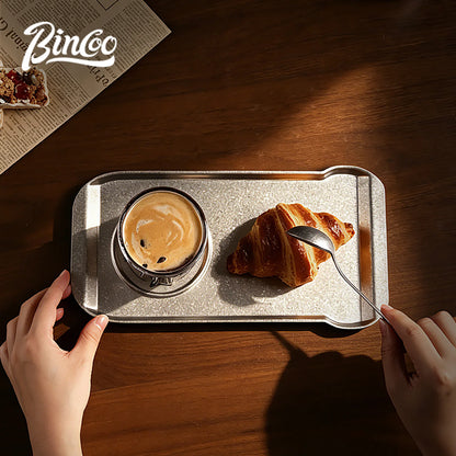 Bincoo Pure Titanium Coffee Serving Tray – Cafe Display Plate for Iced Americano, Latte, Cake & Dessert Storage Platter