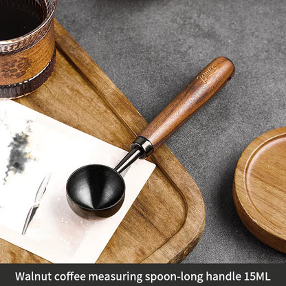 Bincoo Walnut Handle Coffee Scoop, 304 Stainless Steel Measuring Spoon for Coffee Beans, Gram Measurement Design