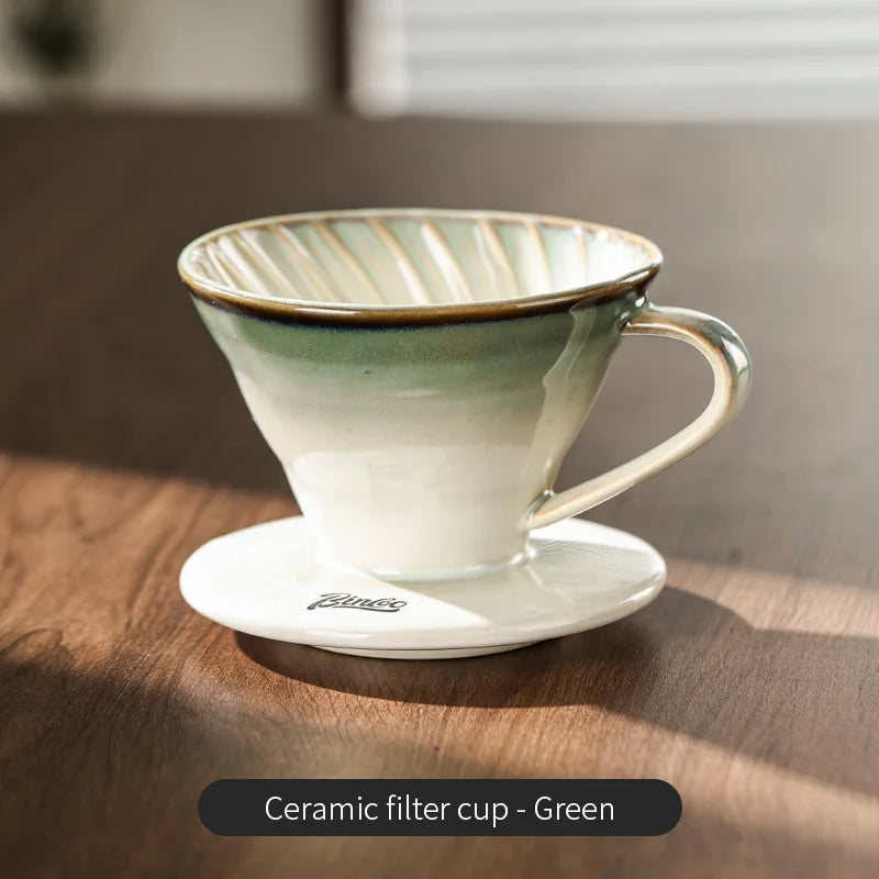BINCOO Ceramic Coffee Filter Cup with Ceramic Coffee Pot Reusable Filters Coffee Maker Hand Brew Coffee Drip Funnel Filter Cup
