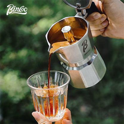 Bincoo Three Valve Mocha Pot Concentrated Latte 316 Stainless Steel Coffee Pot for Baristas Use Mocha Dual Valve Extraction Pots