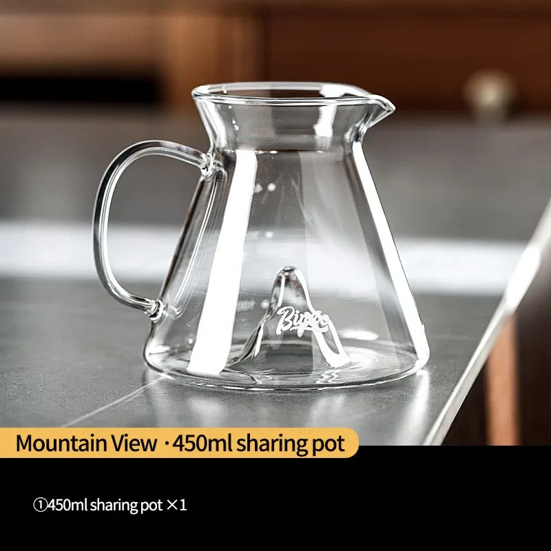 BINCOO 450ml Pour Over Coffee Dripper Glass Sharing Pot Funnel Drip Coffee Maker Hand Brewed Cup Coffee Set with Filter Paper