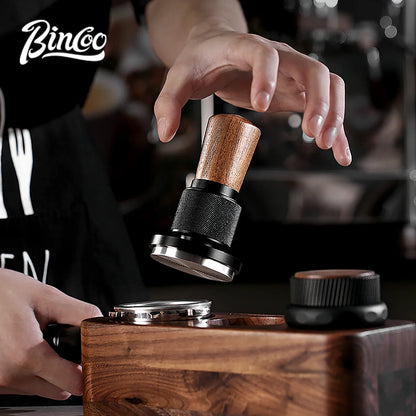 Bincoo 51MM/58MM 30lb Constant Pressure Espresso Coffee Tamper, Stainless Steel Ripple Base, Wood Handle for Home/Cafe Barista