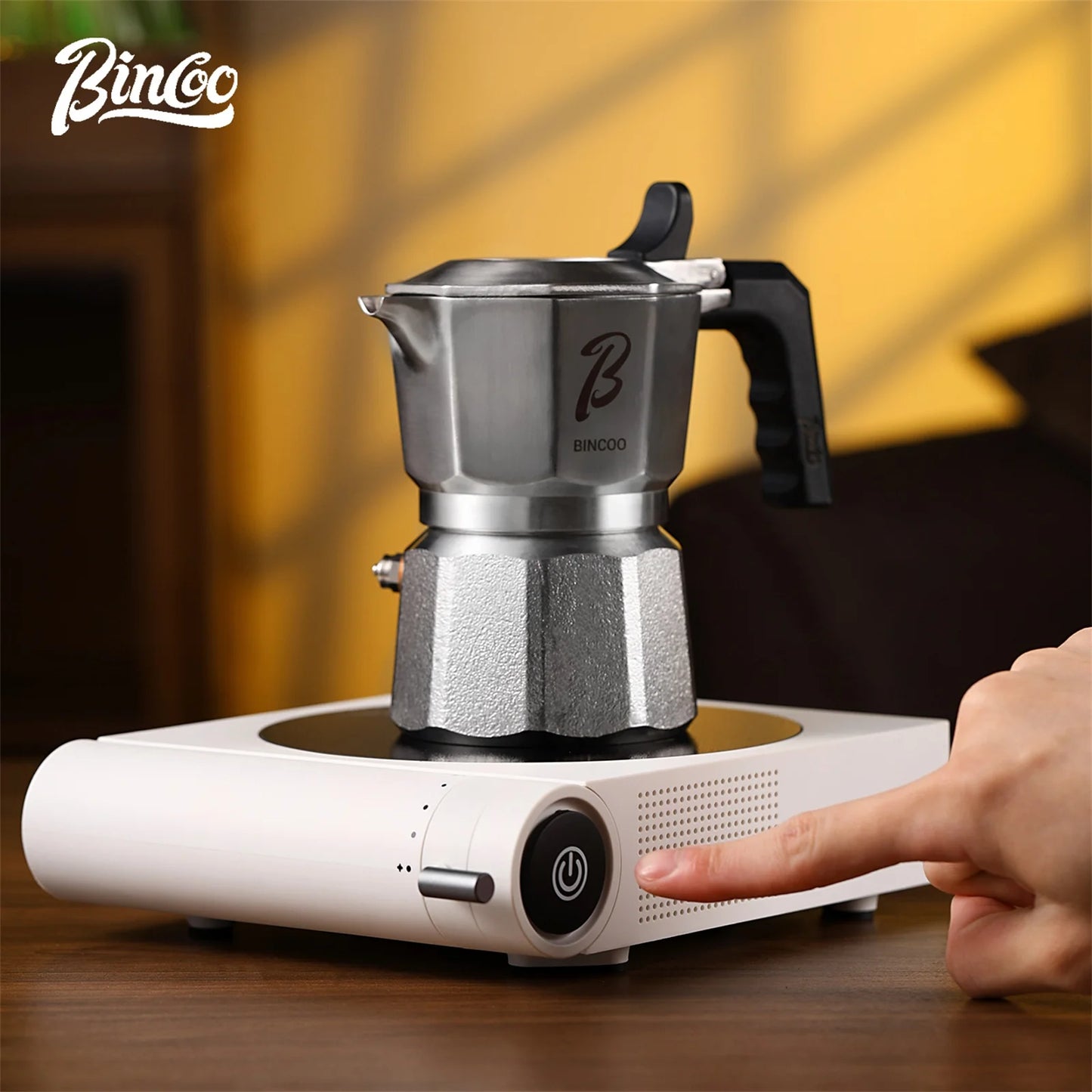 Bincoo 800W Moka Pot Mini Electric Ceramic Infrared Heating Furnace Milk Heater Coffee Induction Cooker Dual Heat Dissipation