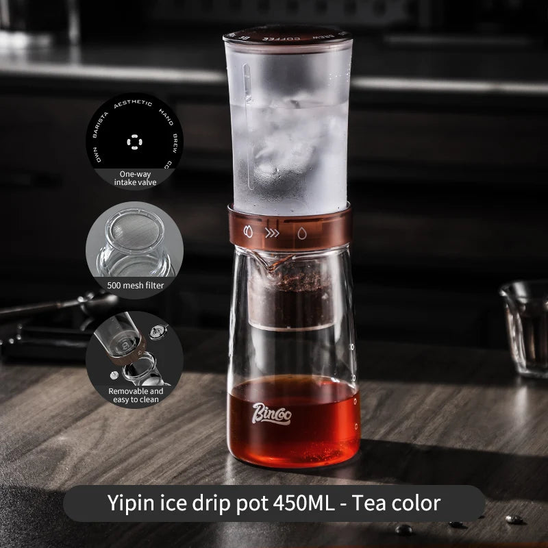 Bincoo Yipin Cold Drip Tower 450ml, Borosilicate Lower Pot & PCTG Upper Pot, Iced/Cold Brew Coffee Maker, Home & Cafe Cold Brew
