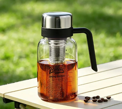 Bincoo Cold Brew Coffee Maker Glass Cold Brew Pitcher with Fine Mesh Filter & Handle Portable Iced Coffee Infuser Bottle
