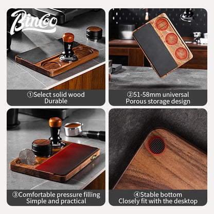 Bincoo 51-58mm Coffee Storage Board Tampers Coffee Distributor Dosing Ring Reusable Filter Holder Barista Espresso Coffeware Set