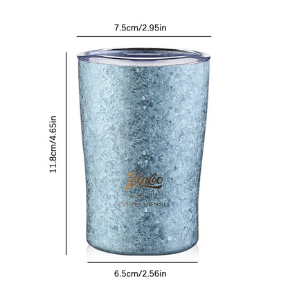 Bincoo GYKF2295 Qingniao Titanium Coffee Cup, 300ml Pure Titanium Double-Wall Tumbler, Frost Blue/Silver Colors, 99.8% Titanium Purity