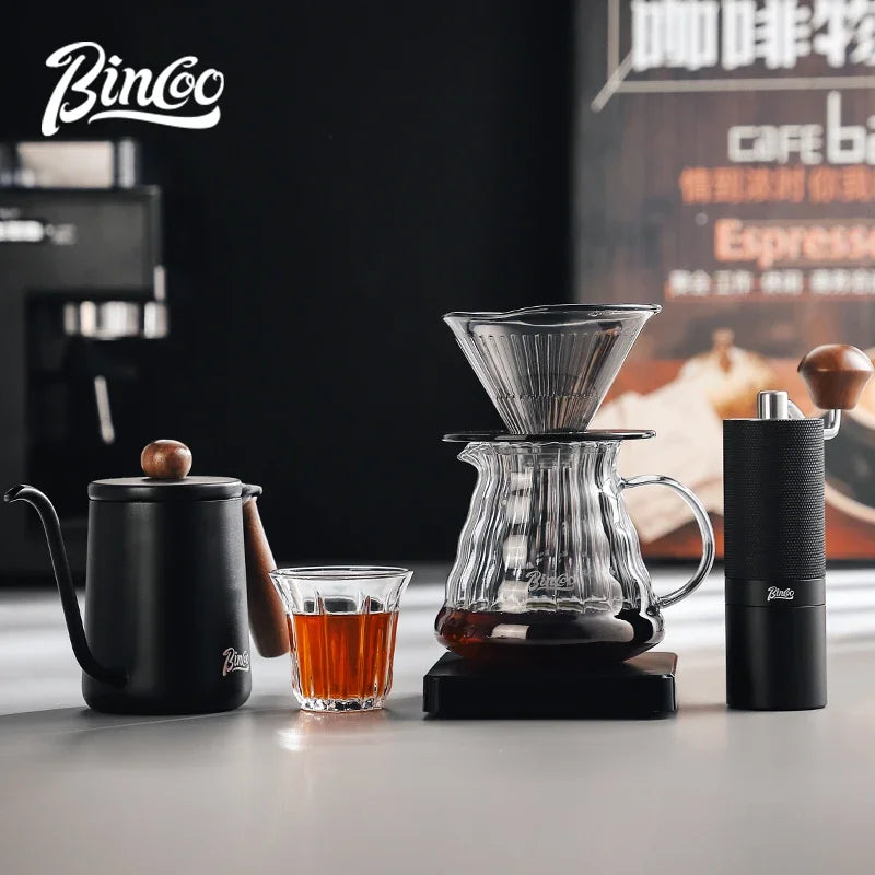 Bincoo 600ML Coffee Servers Sharing Transparent Glass Pot Coffee  Drip Filters Cup Coffee Utensils