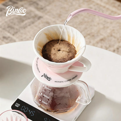 Bincoo GYKF0679 Drip Coffee Set with Ceramic Filter and Glass Carafe All in One Pour Over Brewing Ideal for Beginners Gift Presentation