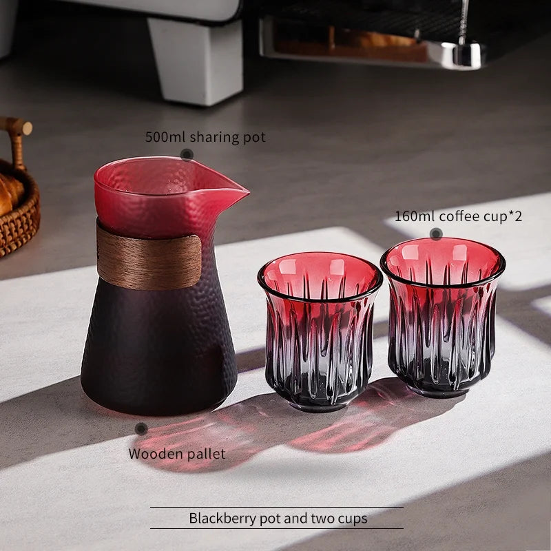 Bincoo Coffee Sharing Pot Glass Cup Set Glass Pot Coffee Cup Coffee Tray Set 500ML